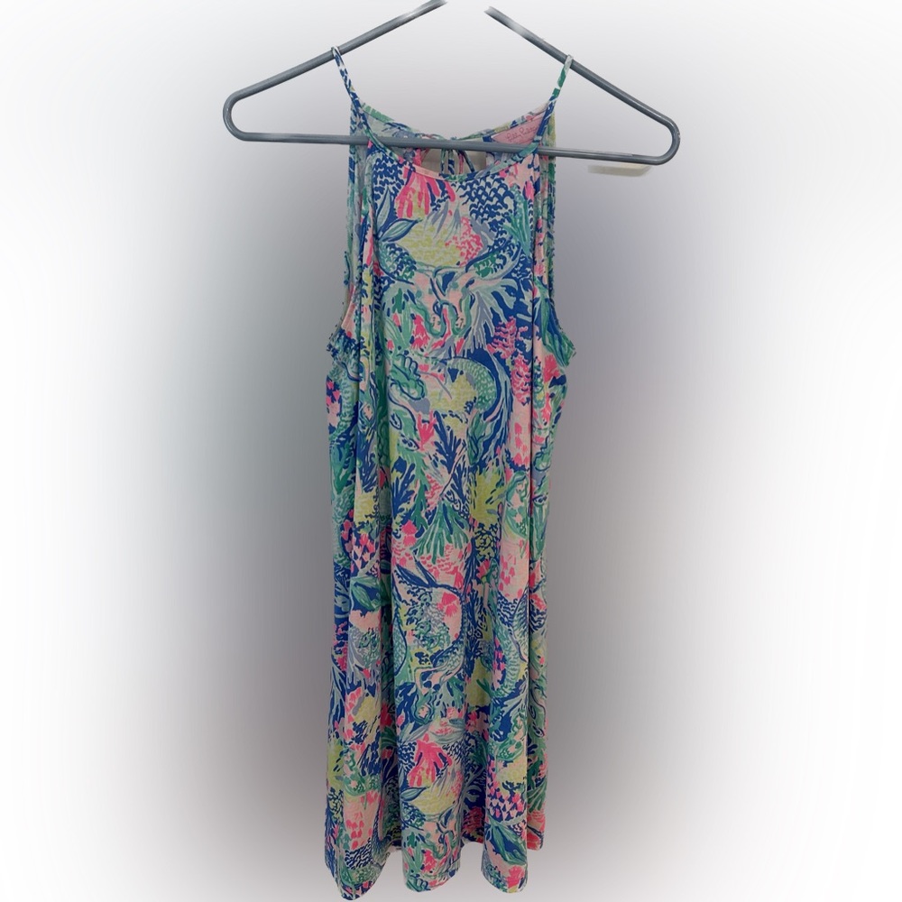 NWOT Lilly Pulitzer Margot Halter Neck Dress Blue XXS Mermaid Cove